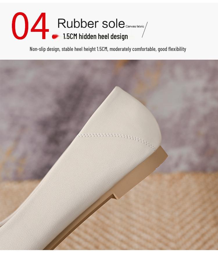 Women's Square Toe Soft Leather Flats - Spring 2025 Professional Work Shoes with Flat Heels, Genuine Leather