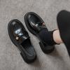 Small Gold Coins Thick-Soled Lazy Thick-Heeled Loafers Women'S Retro British Style One-Pedal Small Leather Shoes Single Shoes Women'S New