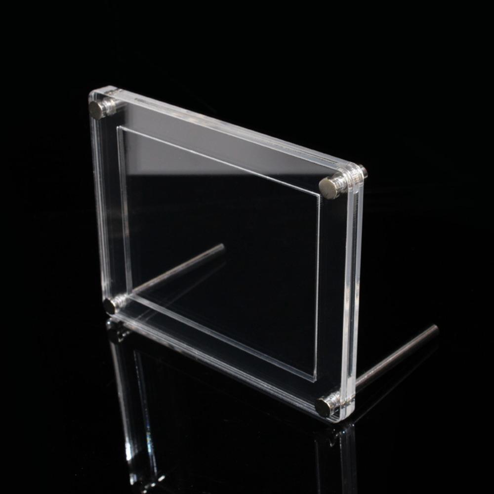 Transparent Acrylic Perler Beads Display Frame Thick Dustproof Collectible Display Stand Square with Mezzanine Photo Card Holder