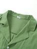 Chemise d'été à manches courtes en coton et lin pour homme avec col rabattu