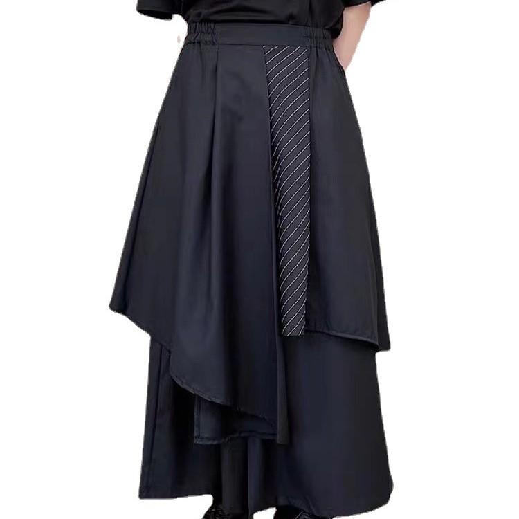 Yohji Yamamoto Men's Dark Irregular Japanese-style Ribbon Pants - Samurai Kendo Skirt Design for Summer