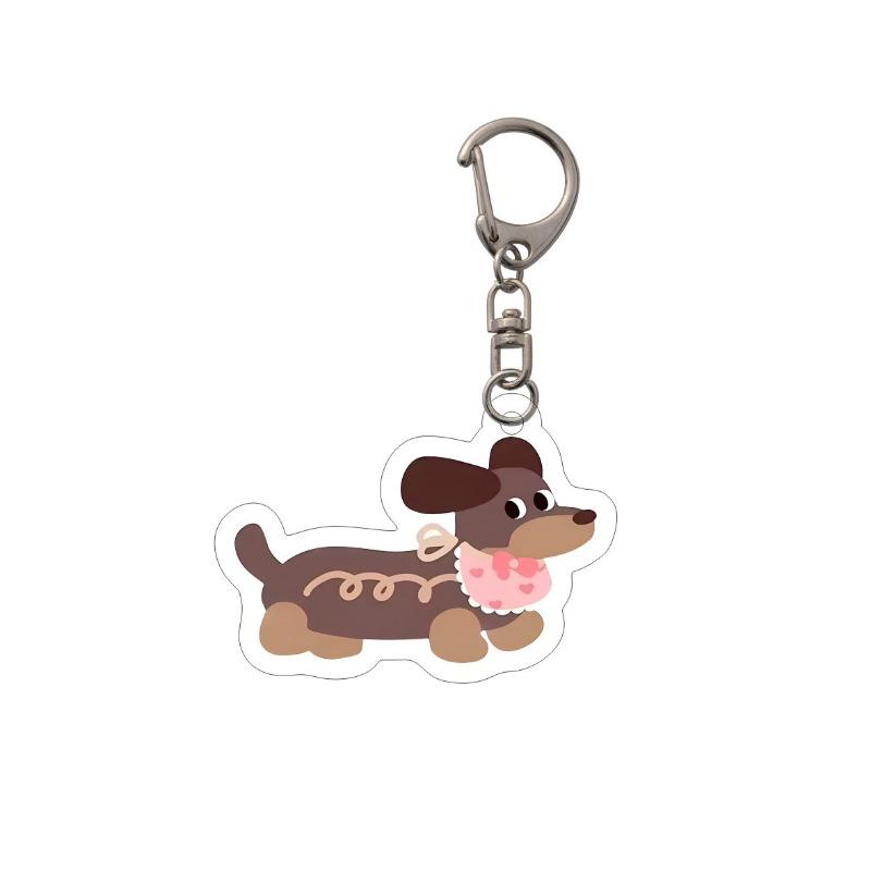 Cartoon Cute Dachshund Acrylic Keychain Animal Dog Backpack Hanging Keyring Pendant DIY Decorative Accessories Ornament Gifts