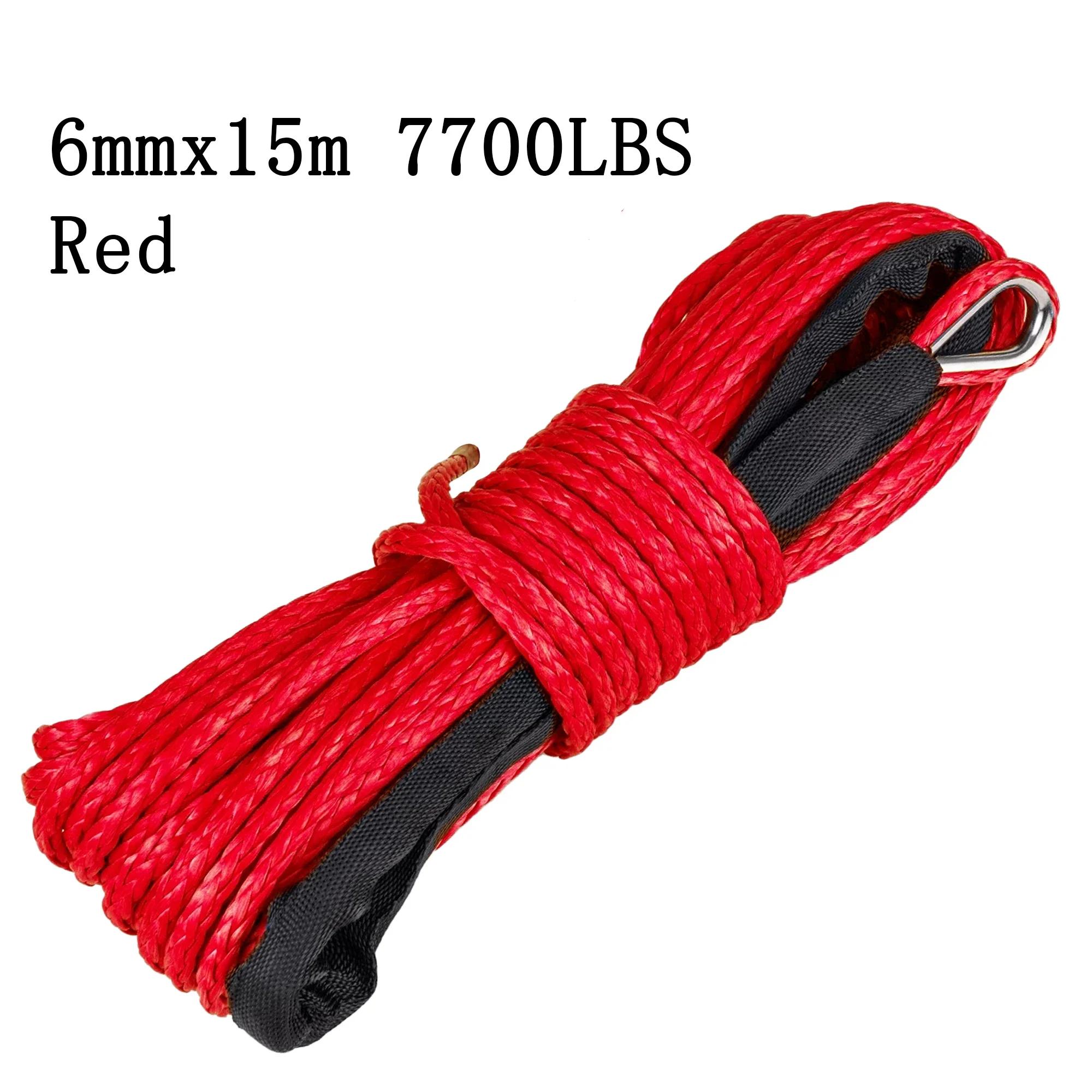 

6mm X 15m 7700LBs Synthetic Winch Line Cable Rope for With Black Protecing Sleeve ATV UTV (blue)Best Sport
