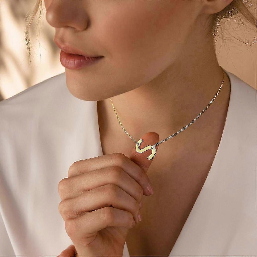 Gold Initial Necklaces for Women - 14k Gold Plated Big Letter Pendant Necklaces for Women Trendy Jewelry Gifts