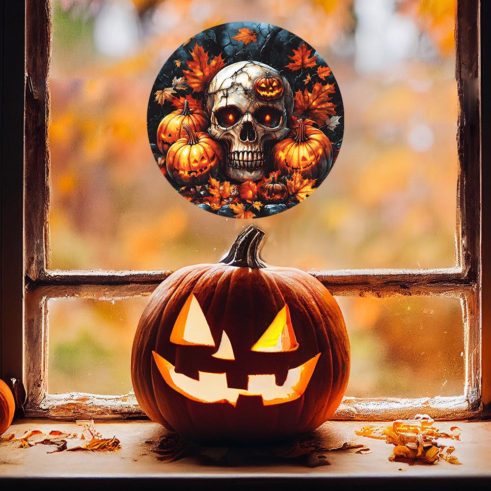 Halloween Pumpkin Skull Uv Electrostatic Glass Showcase Home Decor Stickers