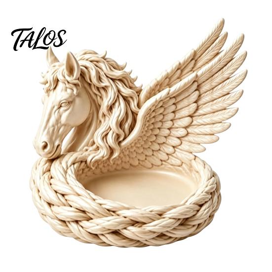 Entryway Catchall Tray 3D Printed Pegasus Jewelry Organizer Bowl, Winged Horse Trinket Tray, Elegant Small Item Storage Bowl Sculpture Desktop