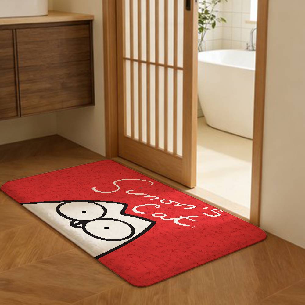 Anime Simons Cat Bathroom Mat Anti-slip Absorb Water Long Strip Cushion Bedroon Mat Welcome Doormat