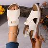 Sommar Ny Större Storlek Damsandaler, Elastisk Rem Kilsula Tå Slip-on Trendiga Sandaler för Kvinnor, Sommar Strand Sandaler