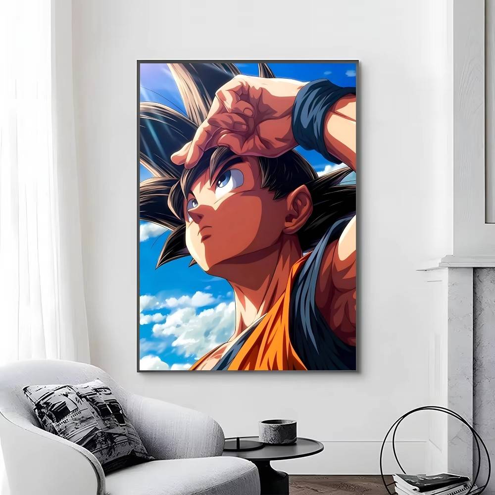 1pc Anime DRAGON BALL Son Goku Posters Self-adhesive Paper Print Home Living Room Bedroom Entrance Bar Cafe Art