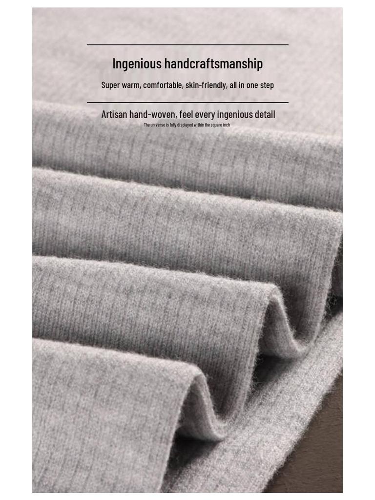 Men's and Women's High Waist Wool Cashmere Pants - Thick & Slim Fit for Winter Base Layer Wear