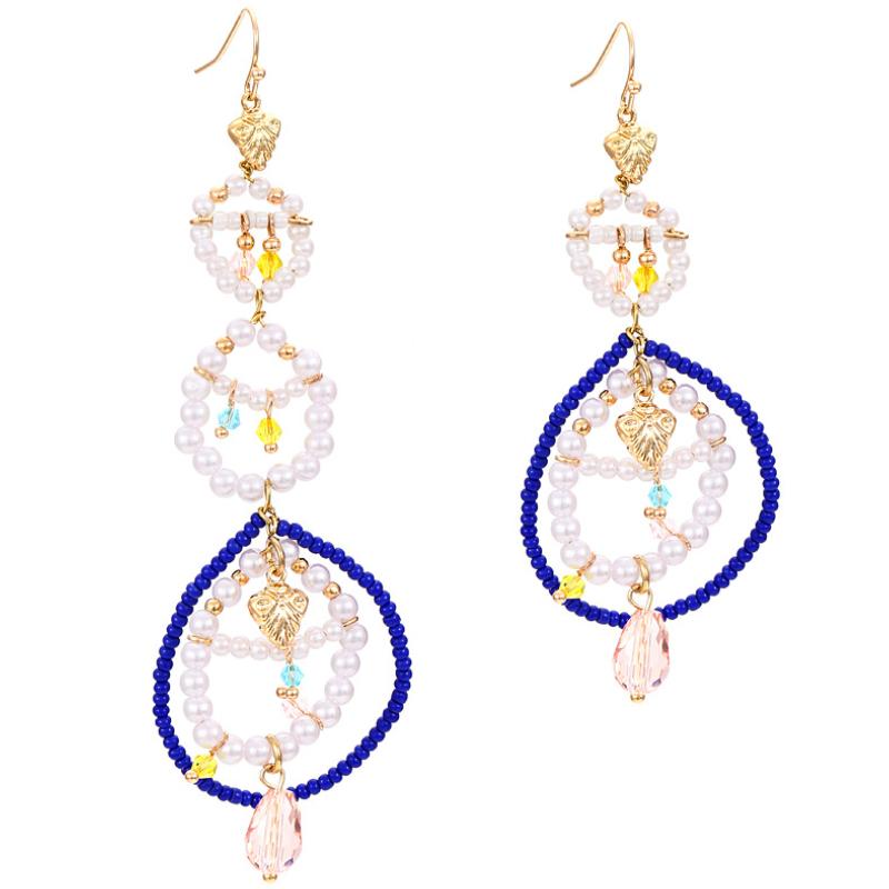 

Серьги с жемчугом ручной работы, преувеличенные серьги из бисера в богемном стиле