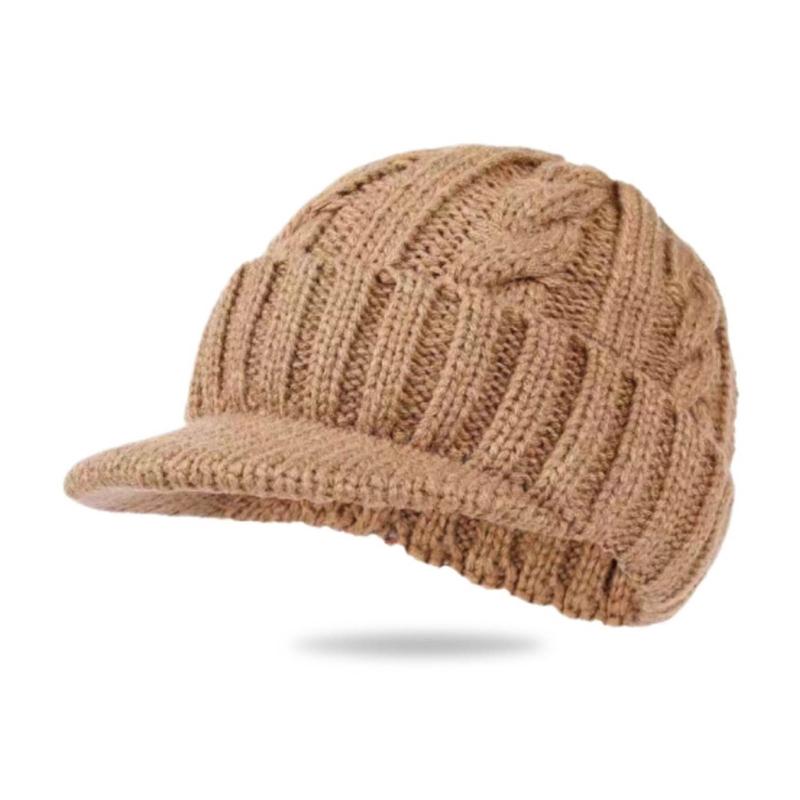 Mens Cable Knit Beanies Winter Hat Thickened Thermal Lined Ear Flap Cap For Cold Weather Outdoor Activity