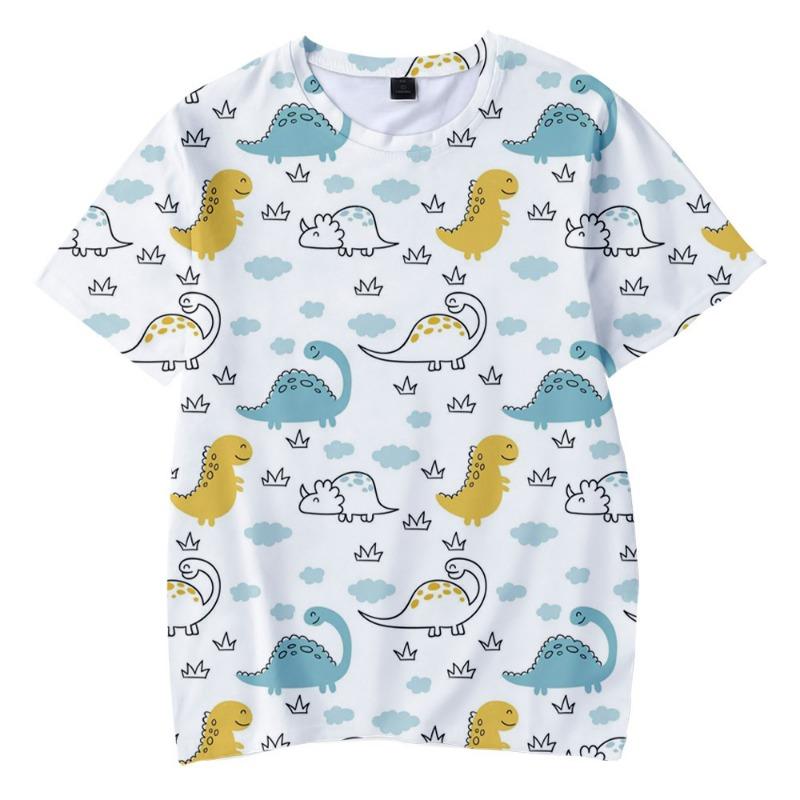 Cartoon Dinosaur Peripheral 3D Printed Adult Loose Short Sleeved T-Shirts Men’s