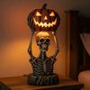 Pumpkin Night Light Halloween Horror Skeleton Ghost Witch Pumpkin Lantern Resin LED Tabletop Lamp for Gothic Room Desk Decorr