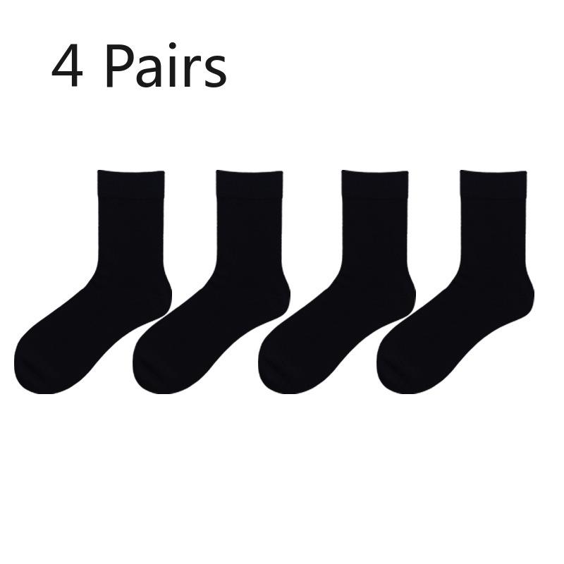 4 Pairs of Socks Men's Anti-odour Sweat Simple Business Socks Spring and Summer Combed Cotton Men's Socks Mid-calf Socks Antibacterial Boneless
