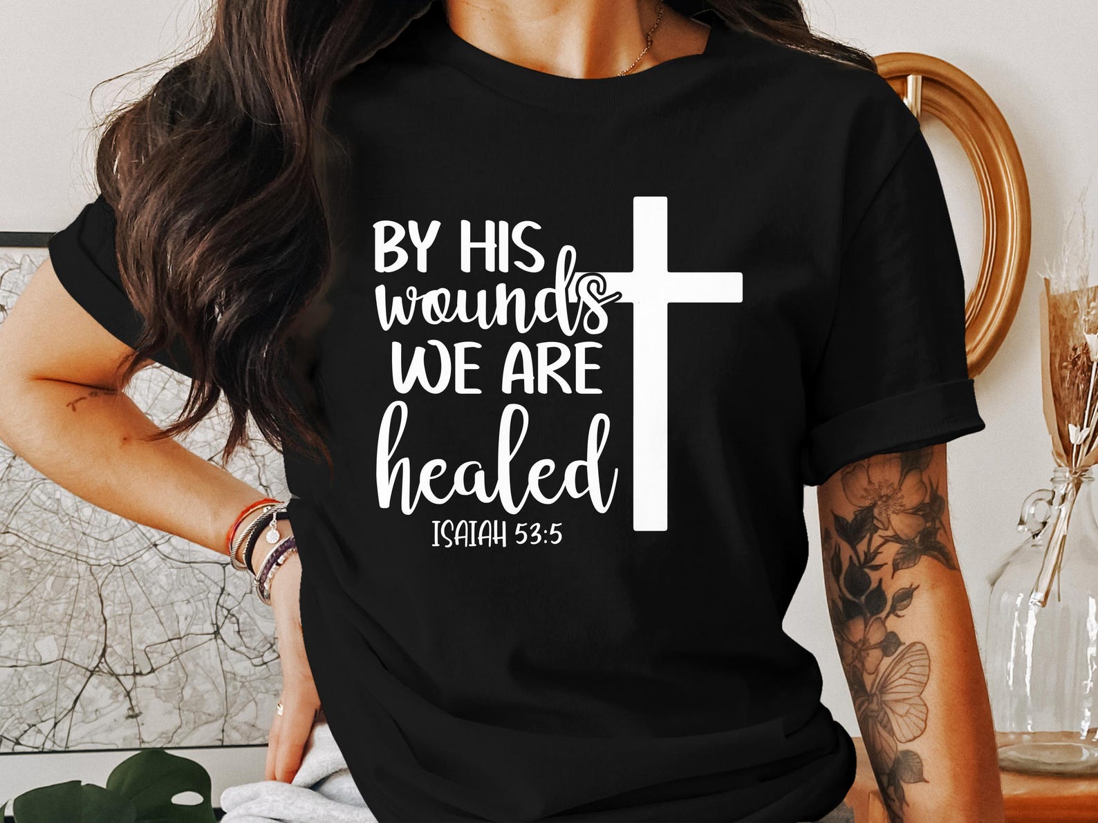 Christian T Shirts, Jesus is the Healer, Isaiah 53 5, Faith T Shirts, God s Healing Power, Bible Verse T Shirts, Religious T Shirts XL