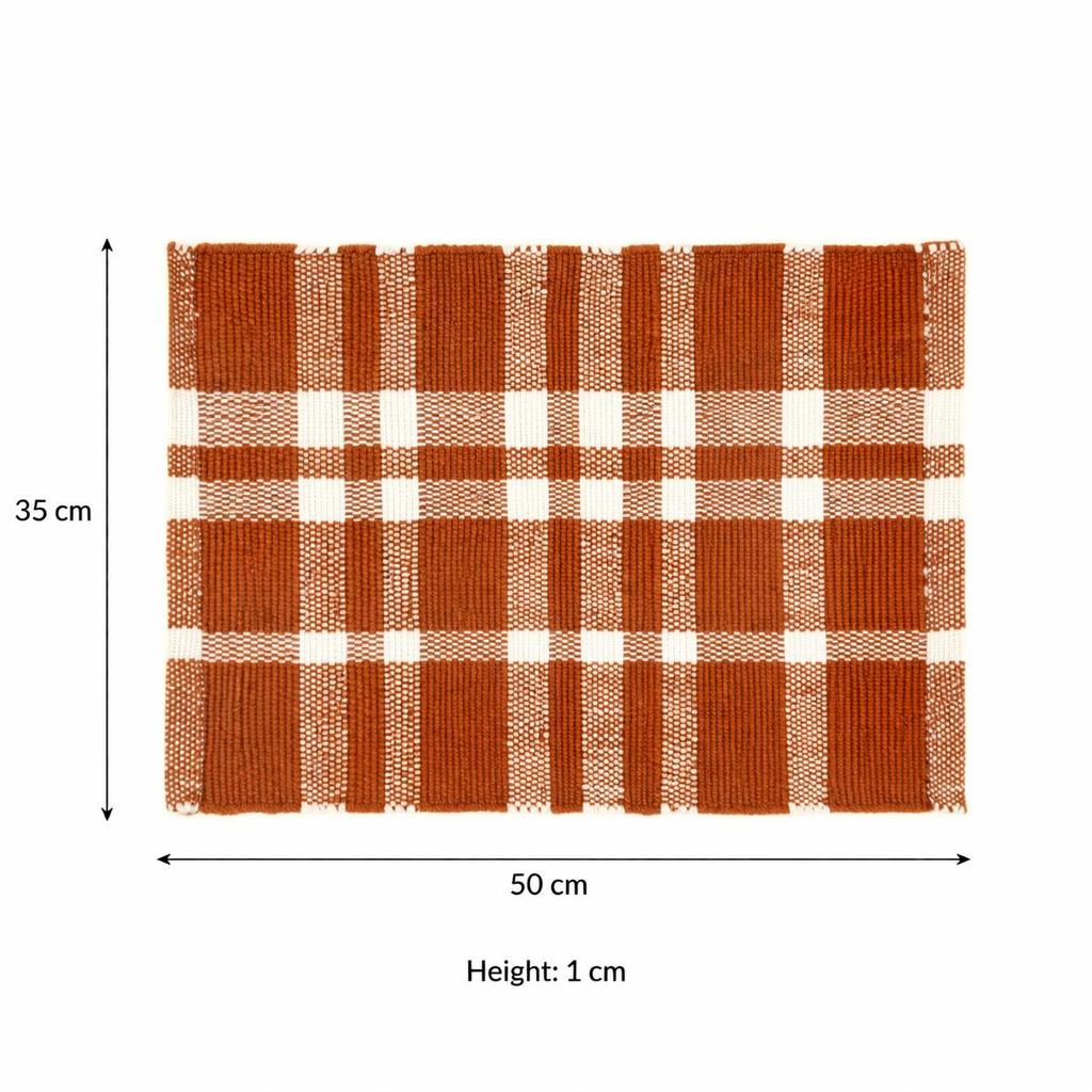 Rust Checker Stripe Placemat -Durable Polyester Table Mat for Dining and Kitchen