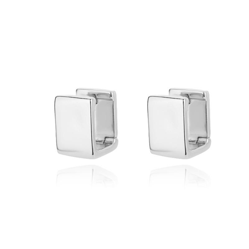 Fashion Commuter Gold Personality Versatile Earrings Gold Geometric Cube Atmospheric Ear Buckles