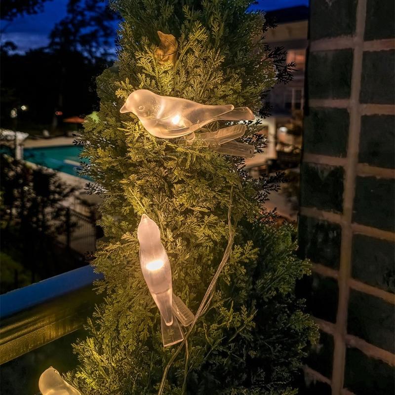 Solar Outdoor Waterproof Bird Light String Courtyards Villa Decorative Light for Balcony Wedding Decoration