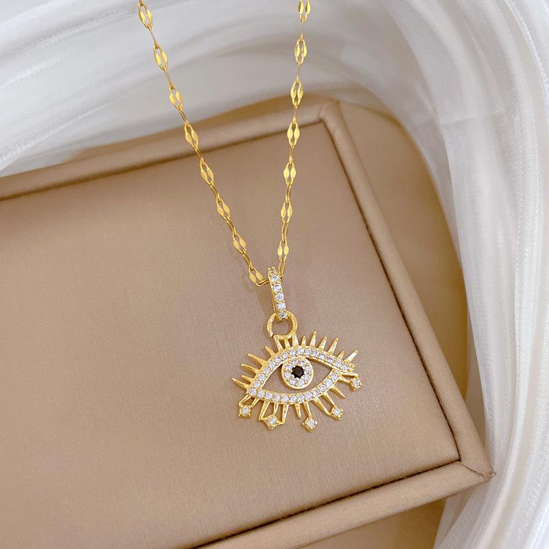 Micro-Inlaid Light Luxury Zircon Eyes Exquisite Micro-Inlaid Necklace Women'S Fashion Trend Collarbone Chain