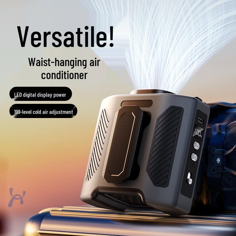 2026 Rechargeable High-Speed Waist Fan with Digital Display for Extreme Cooling Outdoors