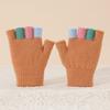 Strikkede barnehansker Vinter Halvfingerhansker Myke Fargeblokk Varm Håndleddsvarmere for Gutter Jenter Innendørs Utendørs Bruk