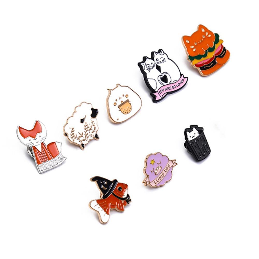 

Lamb Creative Cartoon Cat Brooches Creative Trash Can Kitten Brooch Shirt Decor