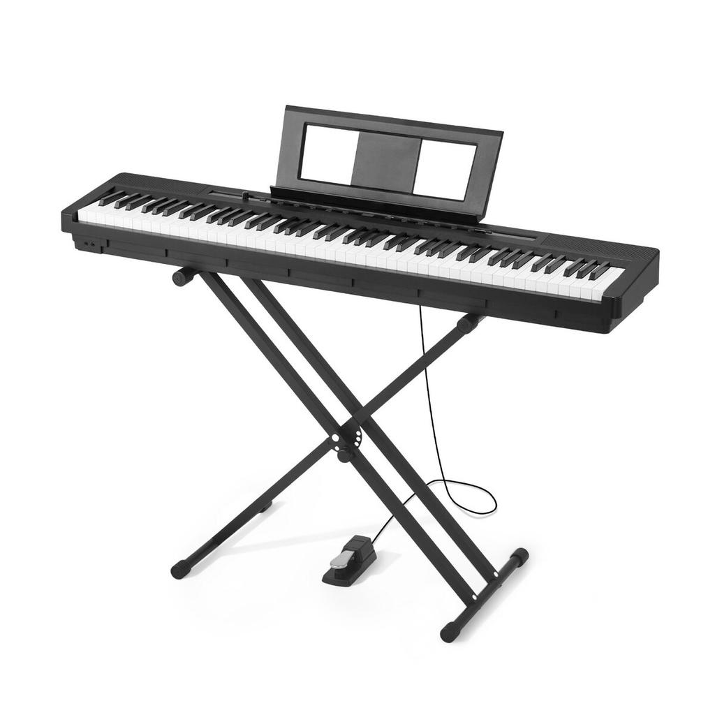 Weighted Digital Piano, 88 Keys Fully Weighted, Electric Piano Dual Keyboard & Speakers with X Stand, Sustain Pedal, Recording Function, 280 Tones,