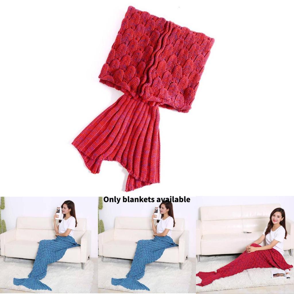 Mermaid Tail Blanket Knitted Fish Scale Design For Lounge And Bed Decor
