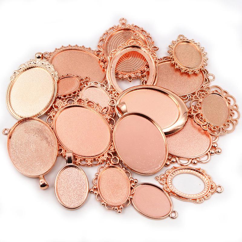 30g Směs stylů Starožitný bronz Stříbrný pozlacený zinková slitina Přívěsek Prázdný Cameo Cabochon Základna Nastavení Rámečky Šperky Příslušenství