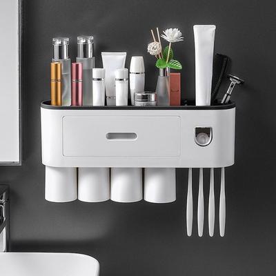 Portaspazzolino ad Adsorbimento Invertito da Parete Spremitubo Automatico per Dentifricio Portaoggetti Accessori per il Bagno