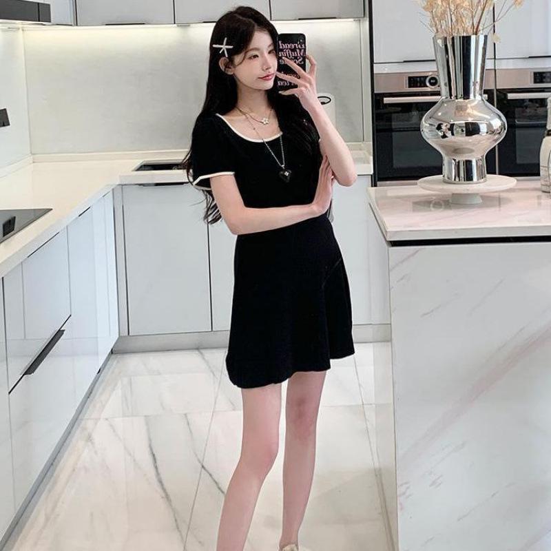 

Chic Korean Summer Little Black Dress - Loose, Slimming, Versatile Pear-Shaped Casual Wear Skirt. XL (125-140 cm) чёрный