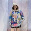 Korean Oversized Rhinestone Hooded Sweater Trendy Women's Autumn Print Knitted Top