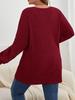 Brushed Solid Color Knit Plus Size Women's Coat - Autumn & Winter, Long-Sleeved, Loose Mid-Length