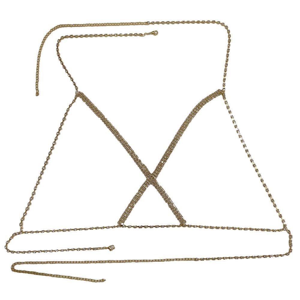 New Body Accessories Sexy Cross Chest Chain Women, Nightclub Shiny Rhinestone Body Chain Body Chain