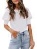 Women's Short Sleeve T-Shirt Round Neck Solid Colour Button Pullover Blouse Top Casual Undershirt