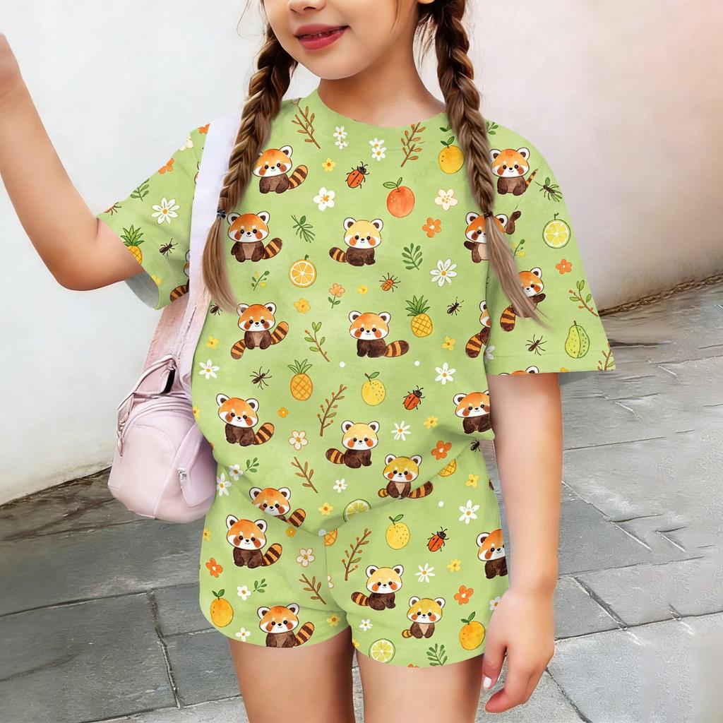 Kids Casual Short Sleeve Top and Shorts Set Animal Print Lightweight Soft Fabric Summer Outfit for Boys and Girls Comfortable Fit