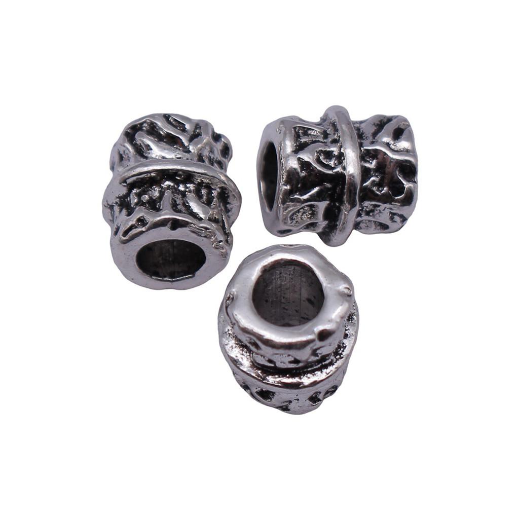 Vintage Floral Pattern Cylinder Beads Antique Style Large Hole Spacers For DIY