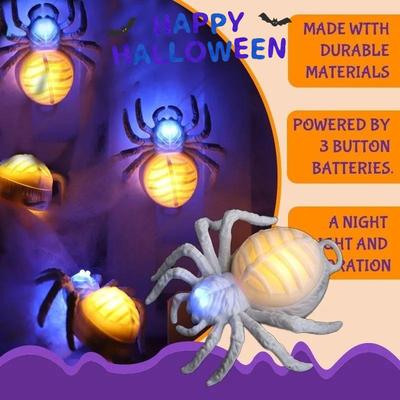 Waterproof Halloween Glowing Spiders Light Scary Realistic Illuminated Spiders Light Decorative LED Spiders Light