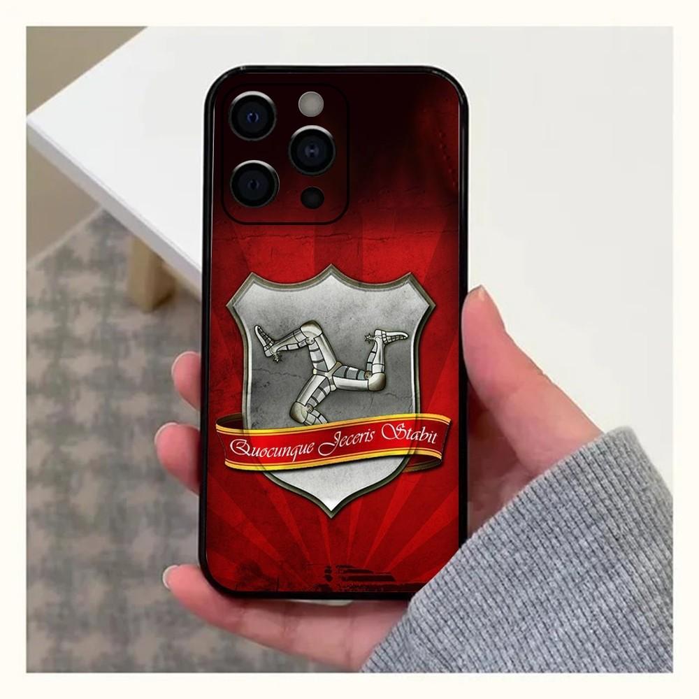Isle of Man Coat of Arms Phone Case For Apple iPhone 15,14,13,12,11,Pro,X,XS,Max,XR,Plus,Mini Soft Black Cover