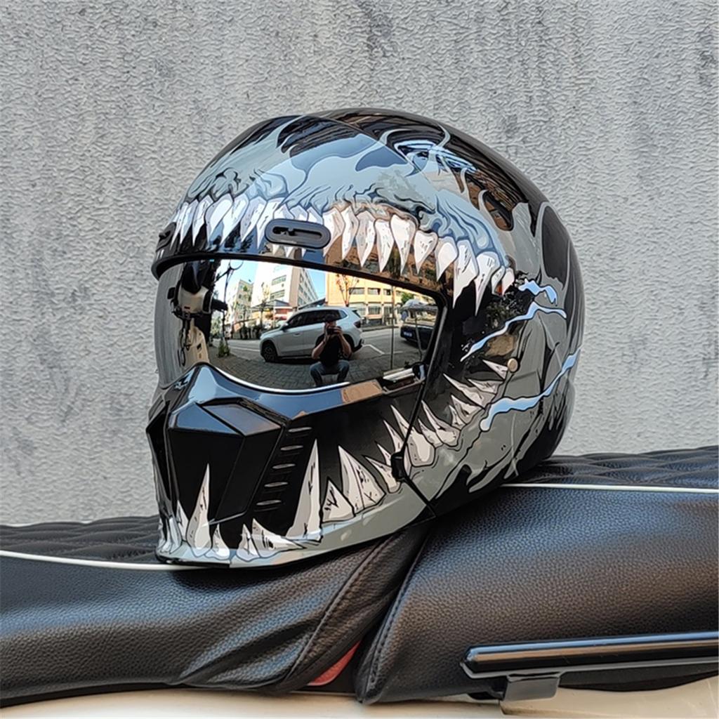 Motorcycle retro helmet cruise men's and women's combination full helmet scorpion helmet reserved Bluetooth headphone slot