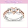 Elegant Rose Gold Two-tone Heart Cross Ring For Fashionable Young Women