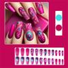 Womens Square Full Cover Medium Length Artificial Nail with Hot Pink Feathered Design 24 Pieces Set Coffun Press On Nail