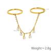 Stainless Steel 18K Gold-Plated Double Hoop Teardrop Zircon Tassel Pendant Rings for Women Boho Tarnish Free Waterproof Jewelry