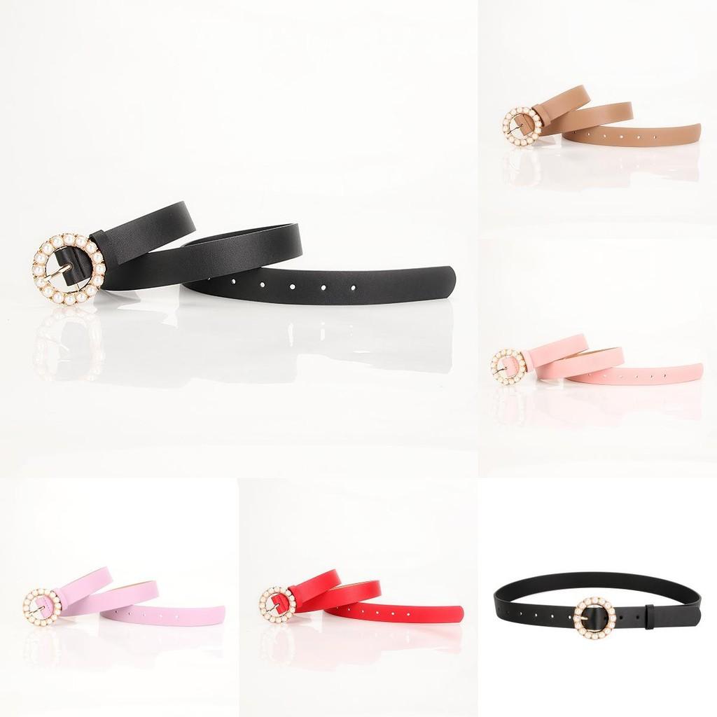 Elegant Ladies Belt With Pearl Buckle For Office And Casual Wear