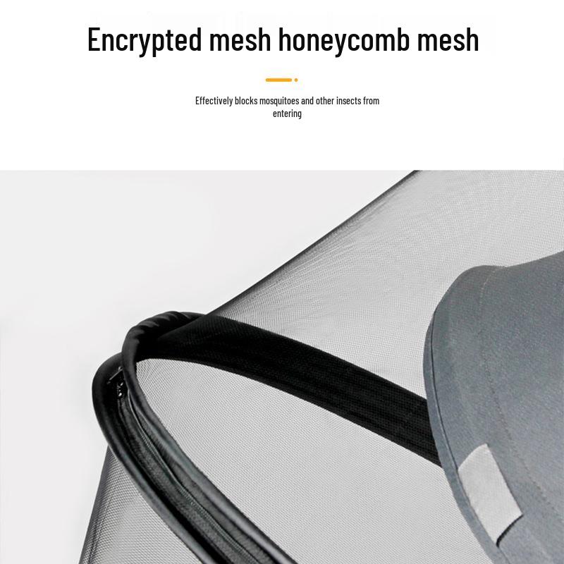 Baby Stroller Frame with Zipper Embroidery Style Mosquito Net - Foldable, No Installation Required