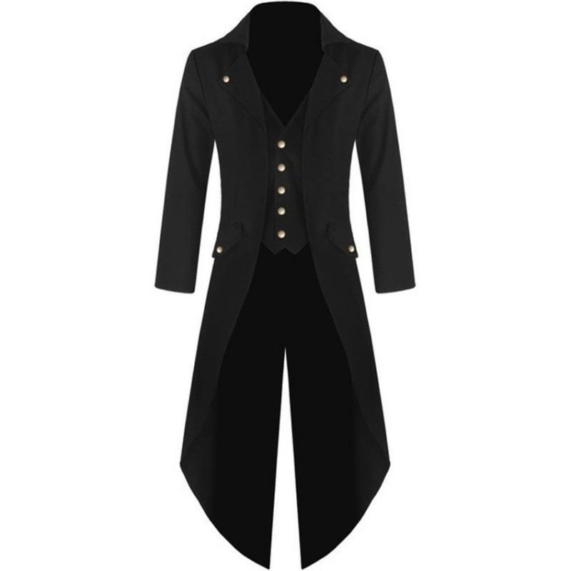 2023 Men's Steampunk Gothic Overcoat Trench Jacket Retro Formal BC7928