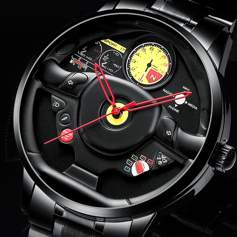 SVJ Brand Watch Cross-country Stereo Steering Wheel Waterproof Hollow Watch Forging Modified High-grade Non-mechanical Men's Watch