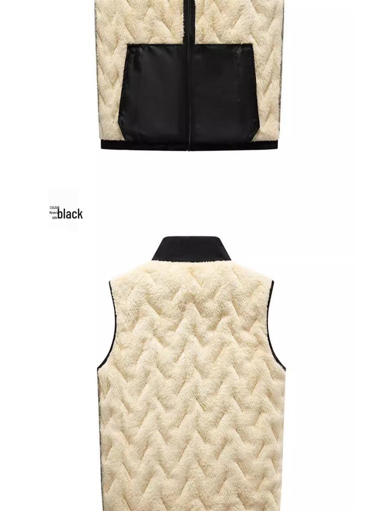 Men's Lambswool Stand Collar Vest - Thickened, Velvet-Lined, Windproof, Plus Size, Autumn/Winter Warmth