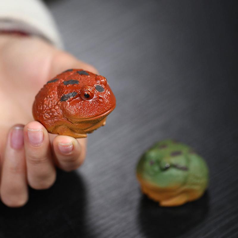 Creative Horned Frog Ornamen Purple Clay Tea Pet Fish Tank Landscaping Decor Tea Table Decoration Tea Pets Office Desktop Decor